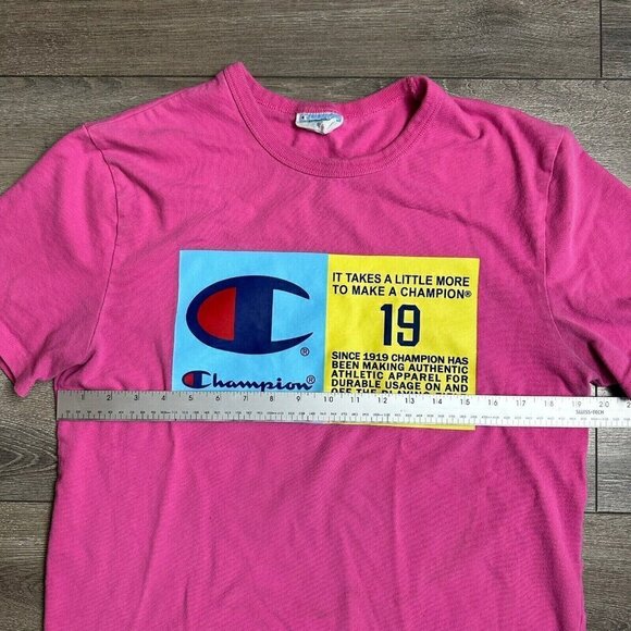 Champion T Shirt Size M Short Sleeve Heritage Tee Pink - Picture 4 of 5